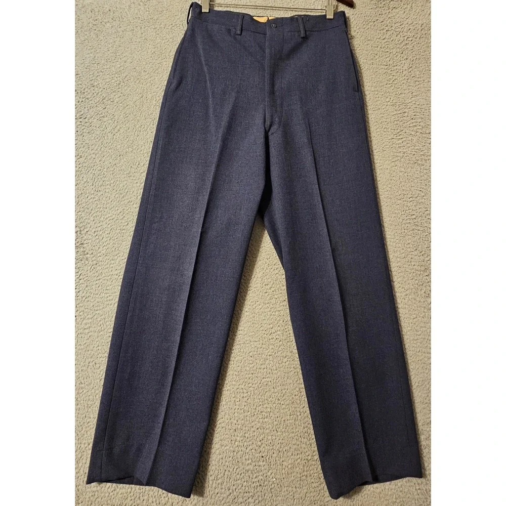 Vintage 1951 USAF Wool Serge Trousers Blue 84 Barry Sportswear 32x33 Military